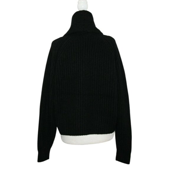 Vince Oversize Shawl Collar Soft Plush WoolBlend Rib Knit Cardigan Black XS $465 - Picture 4 of 15